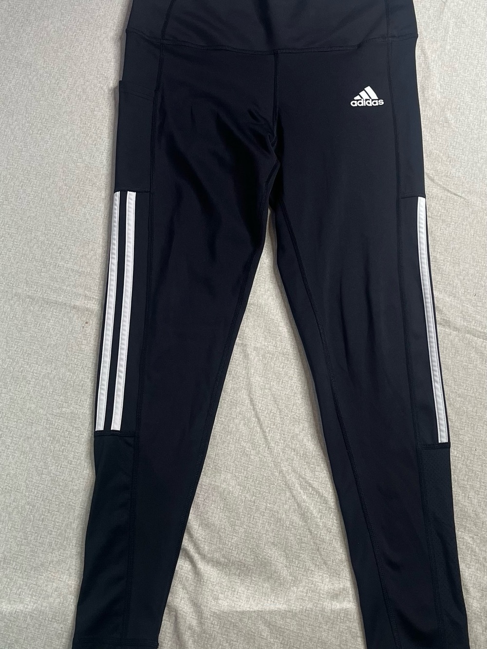 Adidas Black Leggings with White Side Stripes - Women’s Size Large